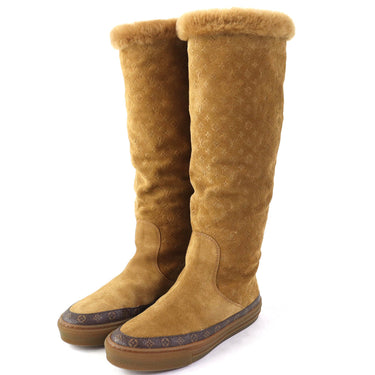LOUIS VUITTON boots Main: Mouton Camel Snowball line Women 36 Used Authentic